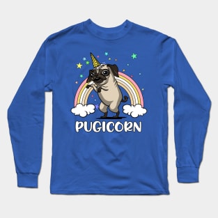 Pugicorn Funny Unicorn Pug Fantasy Rainbow Long Sleeve T-Shirt